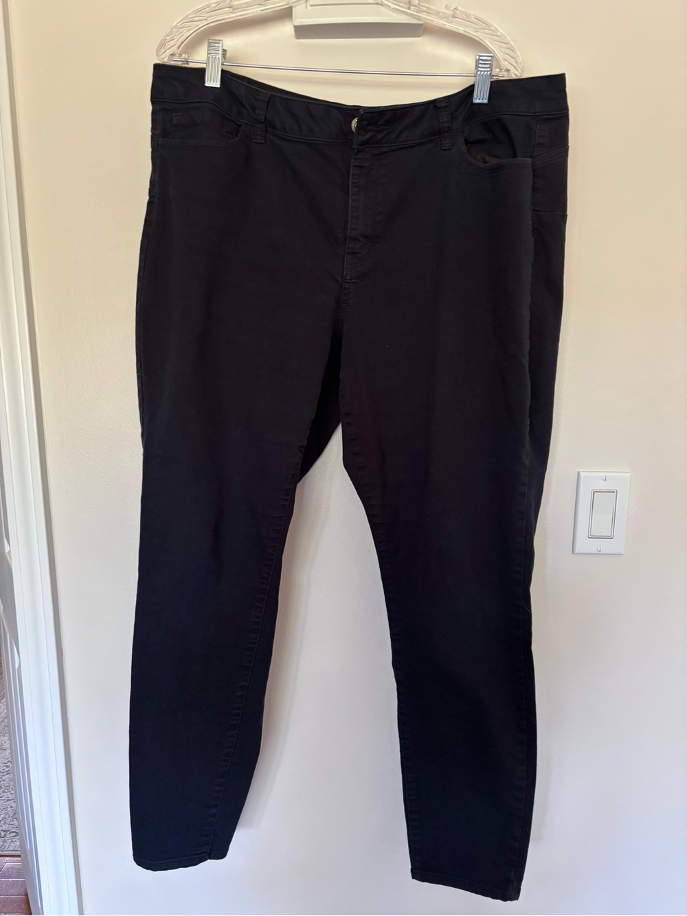 Wax Jean Black Denim stretchy skinny jeans.